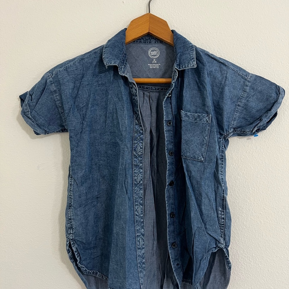 Wonder Nation Casual Blue Button Down Shirt